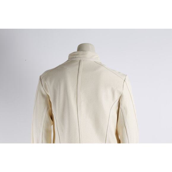 D2K Cream Perforated Leather Cream White Jacket Size M - Picture 10 of 10